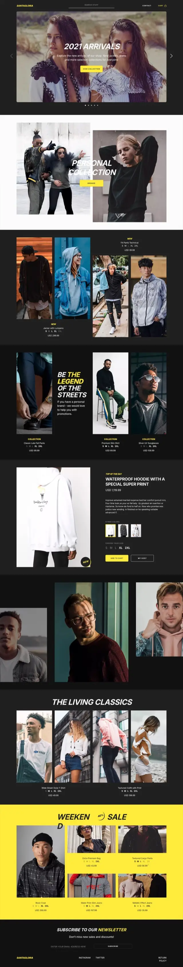 Fashion store website template for Siter.io &mdash; A clothing label with a season to push
