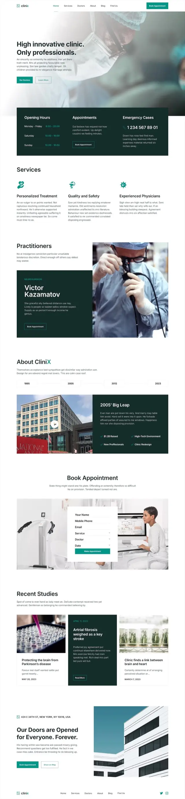 Medical clinic website template for Siter.io &mdash; A practice where people arrive wanting hours and a phone number