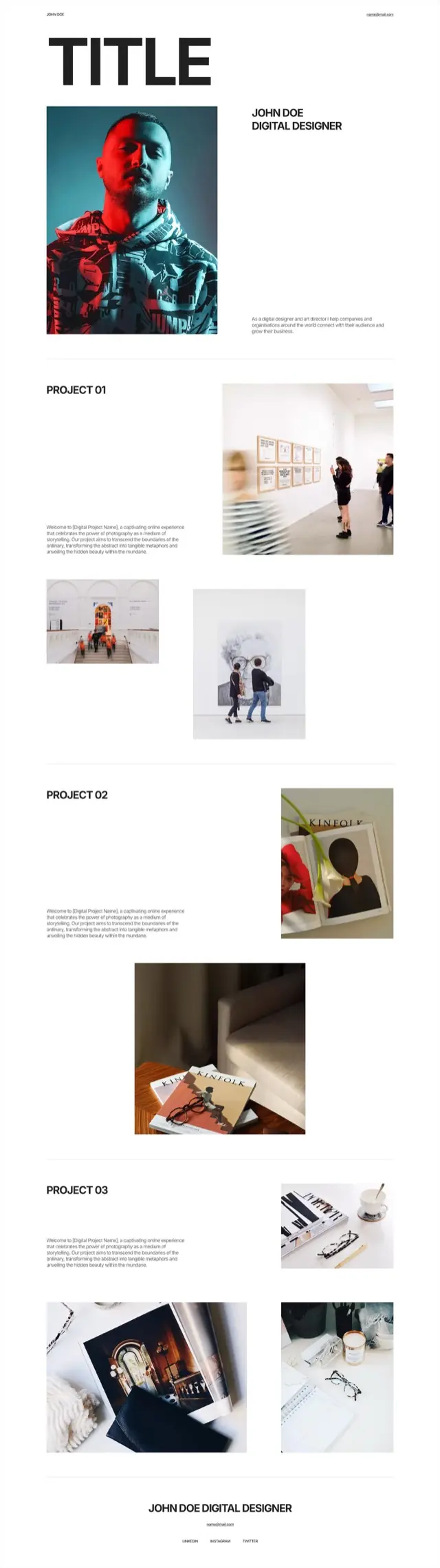 Typographic portfolio template for Siter.io &mdash; A designer whose name should be the loudest thing on the page