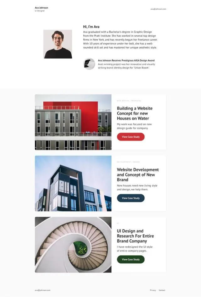 Case study portfolio template for Siter.io &mdash; A designer whose work needs explaining, not just showing