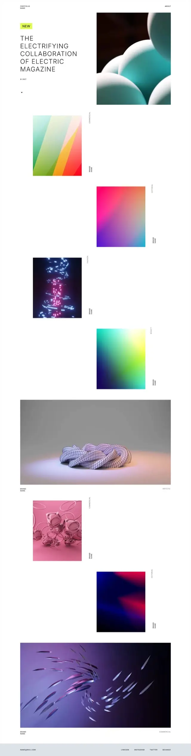 Art direction portfolio template for Siter.io &mdash; Art direction, motion and 3D work that carries itself