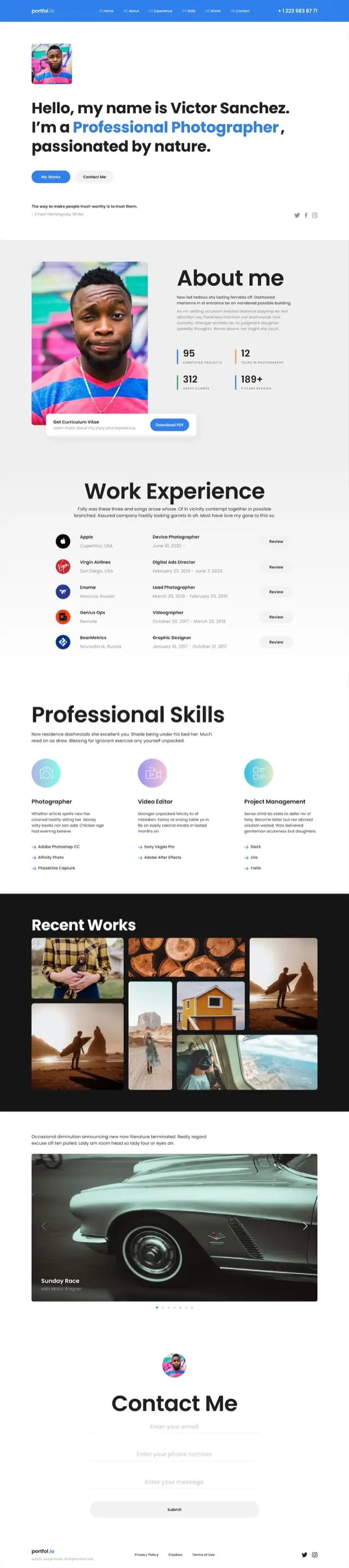 Photography portfolio template for Siter.io &mdash; A freelancer who needs to look hireable, not just talented