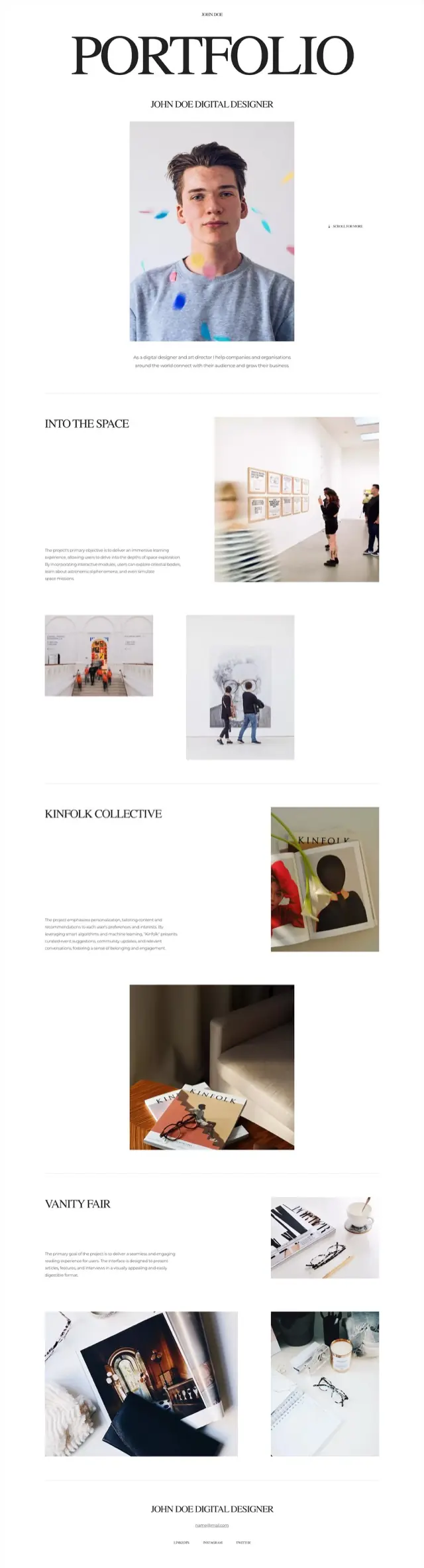 Editorial portfolio template for Siter.io &mdash; Work that suits a magazine voice rather than a studio one