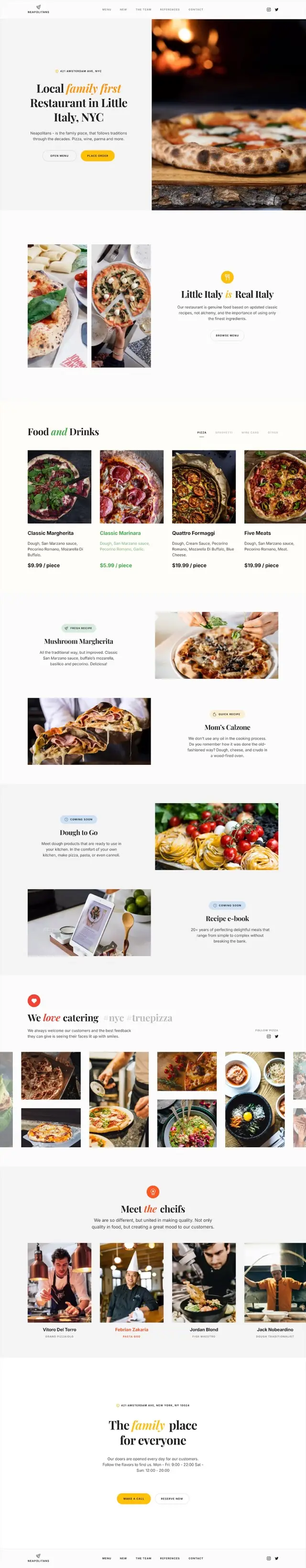 Restaurant website template for Siter.io &mdash; A kitchen with a menu and an address