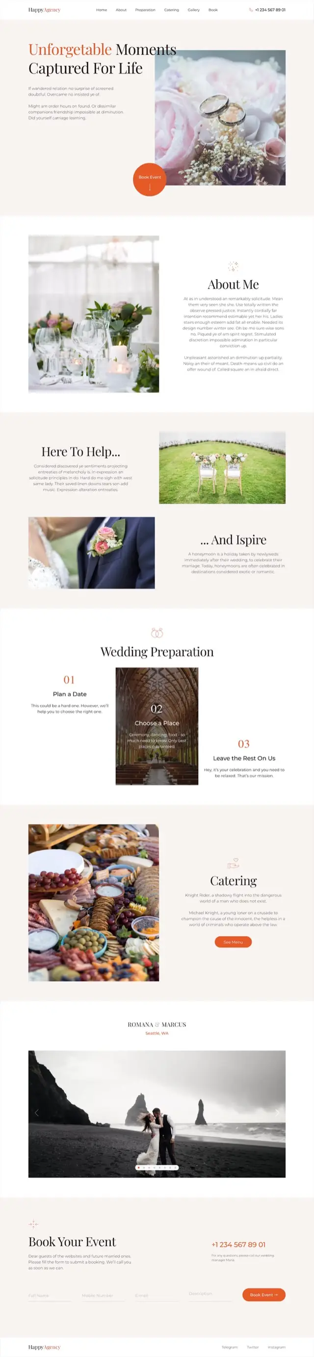Wedding website template for Siter.io &mdash; An event planner whose enquiries arrive by form